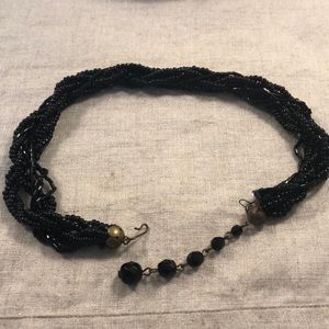 1950s Black Beaded Choker Necklace